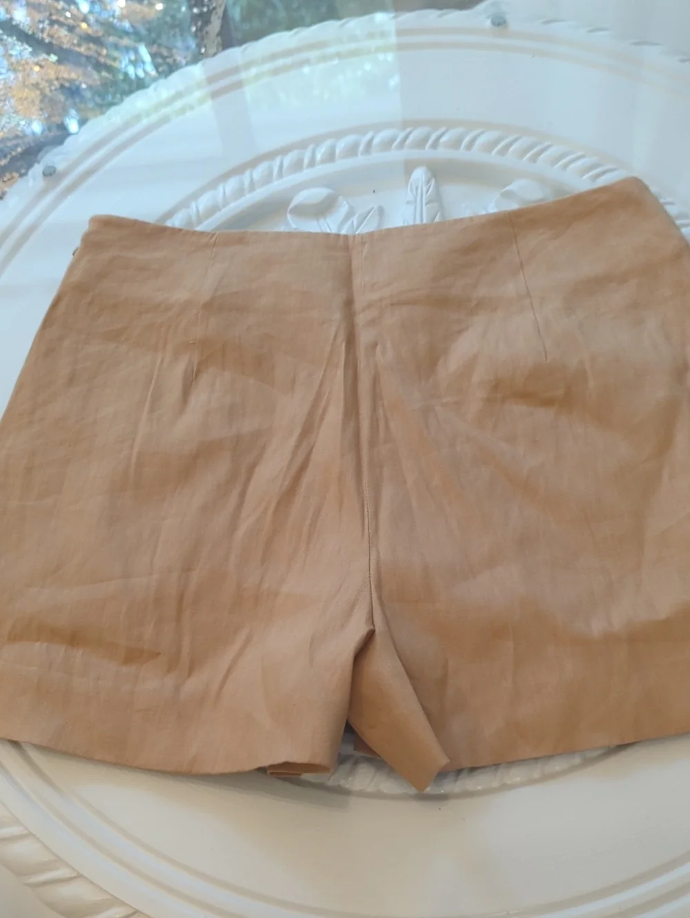 Antonio Melanie Linen Blend Kaki Tan Camel Shades With Pockets Tailored Short 8 - Picture 15 of 15